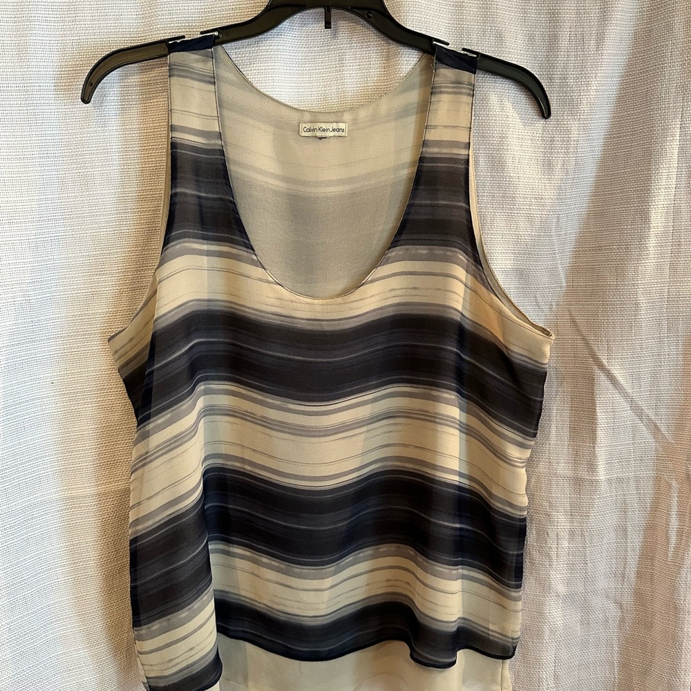 Calvin Klein sleeveless top with two layers of sheer material